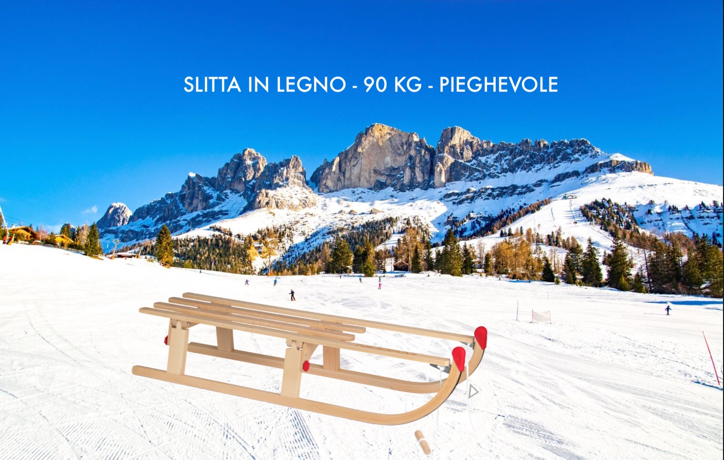 Slitta in Legno pieghevole fina a 90 kg